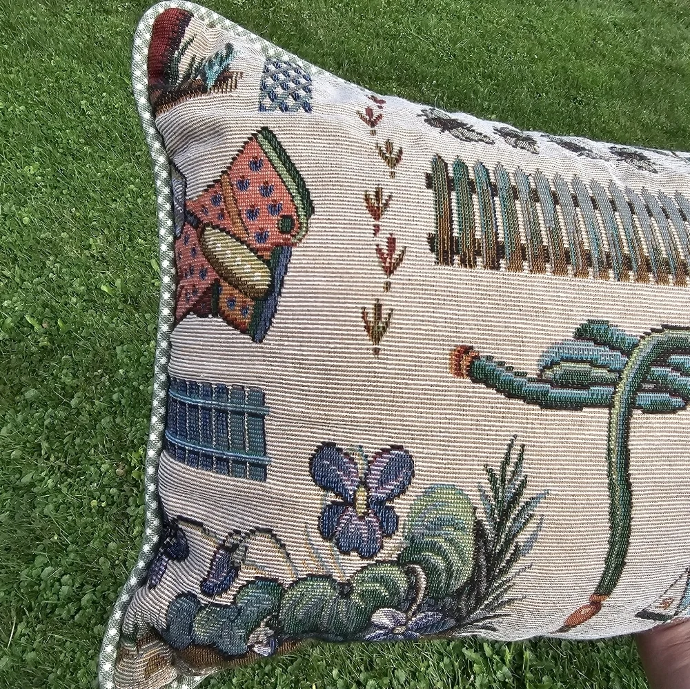 Newport Pillow ~ Rectangular Gardening Plants Seeds Vintage